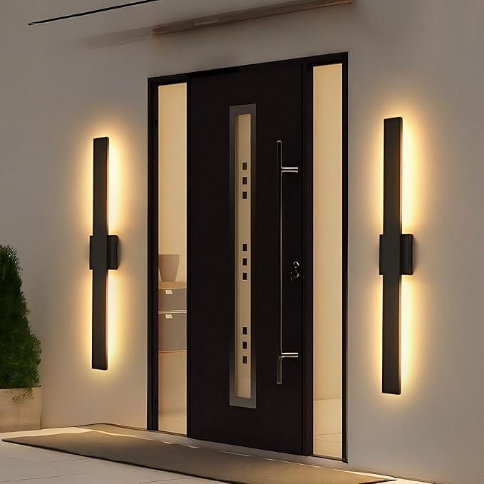 40.1inch Long Outdoor Modern LED Wall Light Waterproof IP65 Warm White Led Wall Mount Lighting Fixture Black Outdoor Wall Sconces Outside Lights for House Garage Front Door Patio 2Pack