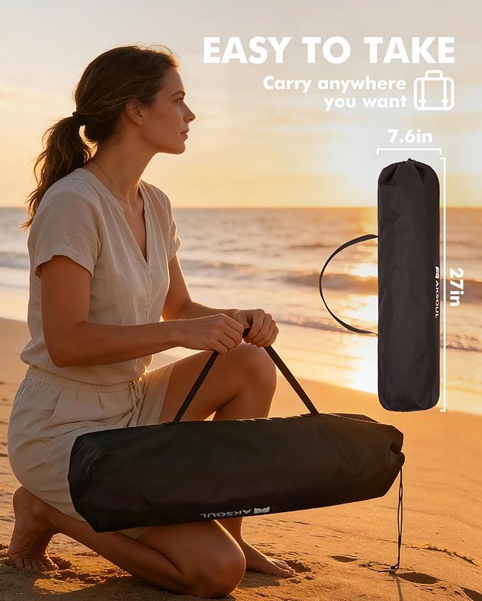 AKSOUL Folding Beach Chair for Adults: Low/High Back Chairs with Carry Bag - Extra Wide Seat Chair with Comfortable Pillow &amp Storage Pocket (1 Pack &amp 2 Pack Blue)