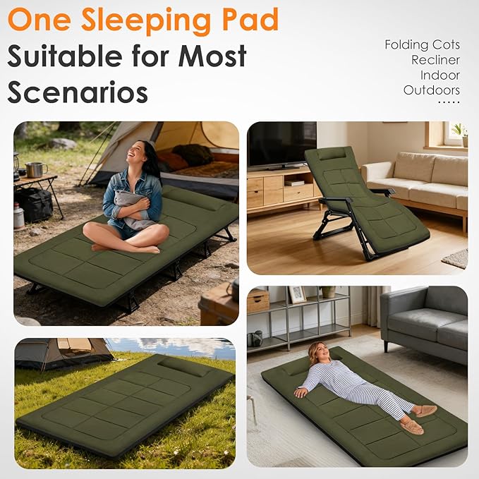 Portable Camping Cot Mattress 80 x 36 Inches Sleeping Mat with Waterproof Anti-Slip Bottom Floor Mattress Easy to Carry for Guest Tent Lawn Yard Camping Cot Easy to Store