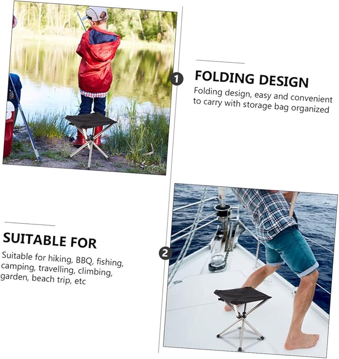 Yardwe Outdoor Folding Stool Telescopic Camping Chair Fishing Folding Stool Compact and Portable for Activities