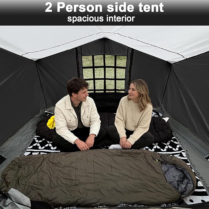 KAMPKEEPER 2 Person Canopy Side Tent Camping Tent for 10x10 Canopies Easy Up Cube Tents Gazebo Room with Mesh Window for Camping Storage Events(Canopy Not Included)