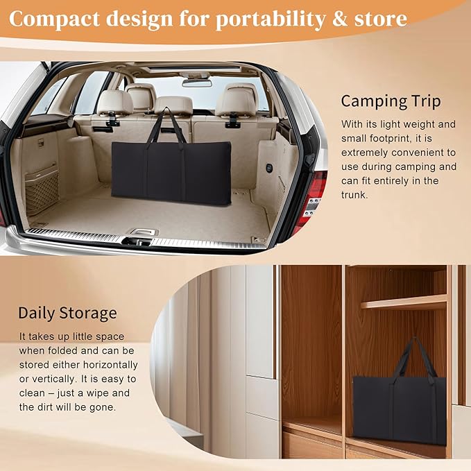 Folding Mobile Bar Table Tradeshow Podium Table with Carrying Bag Storage Shelf and Black Skirt Portable Bar Tables for Events Indoor Outdoor Party Picnic Camping 111 lbs Capacity (Black)