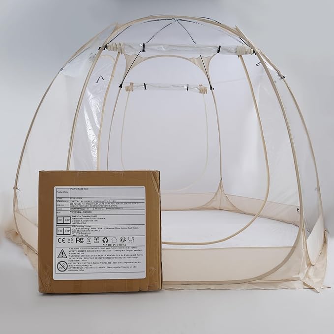 9.84 x 6.73FT Spacious Pop Up Bubble Tent Clear Tent with Windproof Ropes &amp Ground Nails Portable Garden Globe Igloo Tents for Outside Camping Picnics Garden Clear Champagne