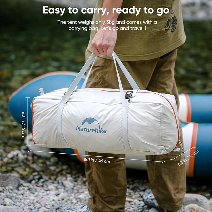 Naturehike Camping Tent 2/3 Person Double Layer Instant Easy Setup Waterproof PU2000mm 54 MPH Wind Resistance UPF 50+ Outdoor Tent for Camping Festivals Backyard Sleepovers
