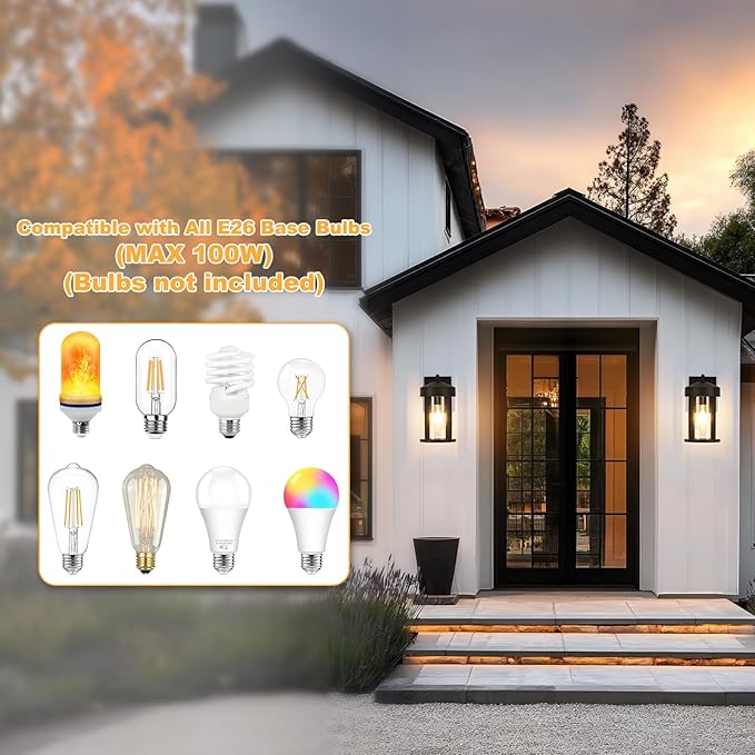 OKELI Dusk to Dawn Outdoor Lights Fixture Wall Mount–Geometric Industrial Black Exterior Wall Sconce Waterproof Anti-Rust with Photocell Sensor Outside Porch Light for House Patio Entryway Garage