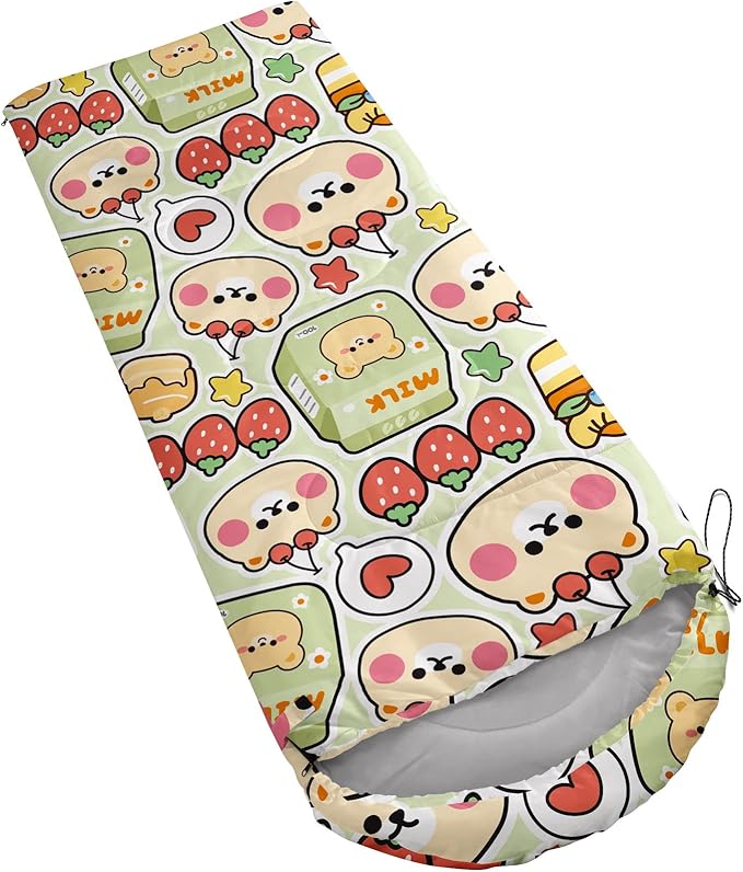Kids Sleeping Bag for Boys GirlsRocket Moon Print-Lightweight Warm Portable Outdoor Indoor-Waterproof Cold Weather Resistant Sleeping Bag for Camping Hiking