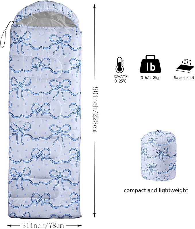 QOOMO Camping Sleeping Bags3 Season Warm &amp Cool WeatherLightweightWaterproof Sleeping Bags for Adults &amp KidsTravelingand OutdoorsCamping Gear Equipment