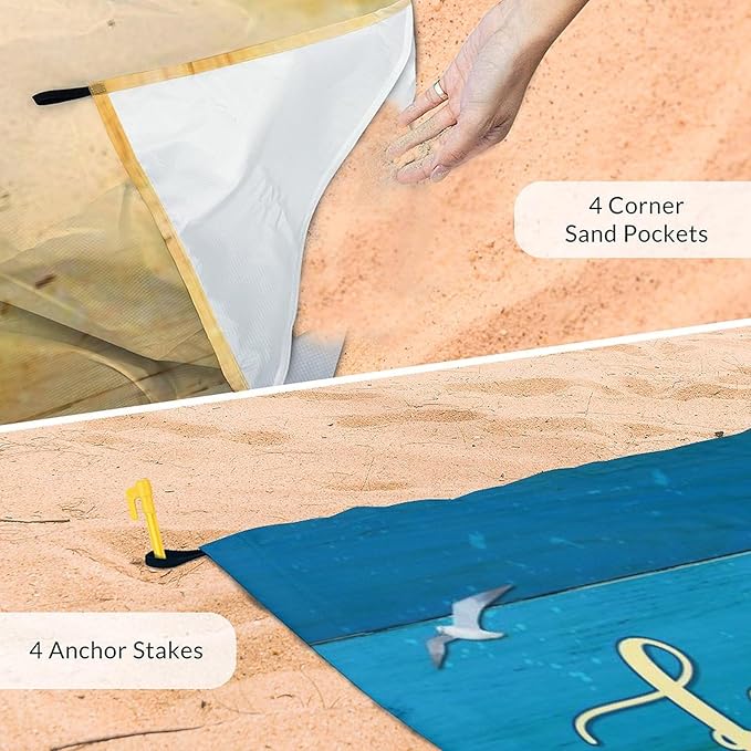 Personalized Beach Blanket Sandproof Waterproof - Outdoor Picnic Mat 78'' x 86'' for 4-6 Adults - Custom Beach Essentials with Photo for Travel Camping Hiking