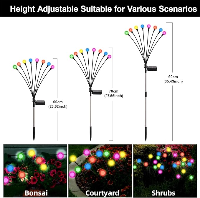 Solar Firefly Lights Outdoor Waterproof8 Mode RGB Color Changing Firefly Swaying Solar Lights Stakes for Outside Christmas Holiday Yard Patio Plant Landscape Garden Decor 4 Pack(Multicolor)