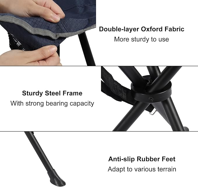 REDCAMP 2 Pack Folding Camping Stools for Adults Heavy Duty Lightweight Portable Tripod Chairs Seats for Fishing Hunting Backpacking Traveling Blue