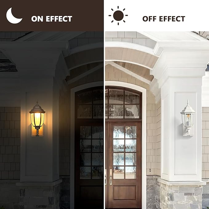 Upgraded Porch Lights Outdoor Wall Light with GFCI Outlet Waterproof Exterior Lighting Fixtures Wall Mount Outside Light for House Patio GarageWhite1 PackNo Sensor