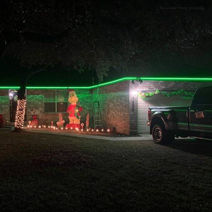 TORCHSTAR Premium 50ft LED Neon Rope Lights Easter &amp Spring Decoration Outdoor IP67 Waterproof 120V UL Plug ETL Listed Connectable Neon Light Strip for Shop Sign Max 3 Sets(150FT) Green Ligh