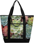 Insulated Shopping BagLarge Reusable Cooler Bags Cactus Succulents Printed Foldable Shopping BagTravel Waterproof Shoulder Bag