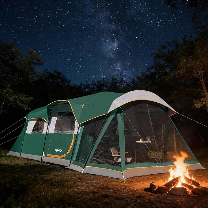UNP Camping Tent 8 Person Waterproof Big Tunnel Tent with Screen PorchFamily Outdoor Large Tents for Camping 20' x 9' x 80in(H)