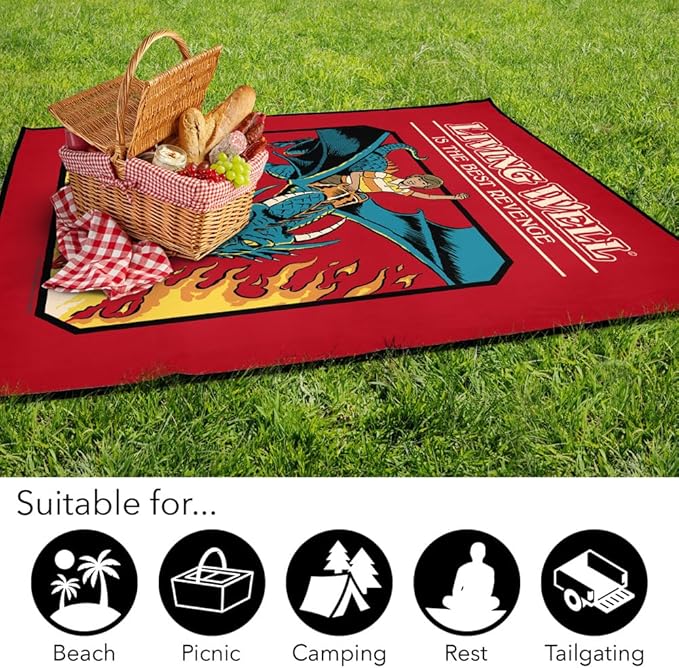LOGOVISION Steven Rhodes Living Well Outdoor Blanket for Picnic Beach Camping Park Tailgate 50x60