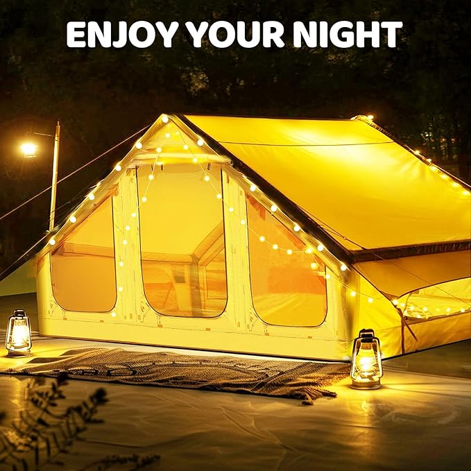 Inflatable Tents for Camping Blow Up Tent with Hand Pump Easy Setup Inflatable Hot Tent with Stove Jack Doors Mesh Windows Waterproof Oxford Air Glamping Tents for Camping 4 Person