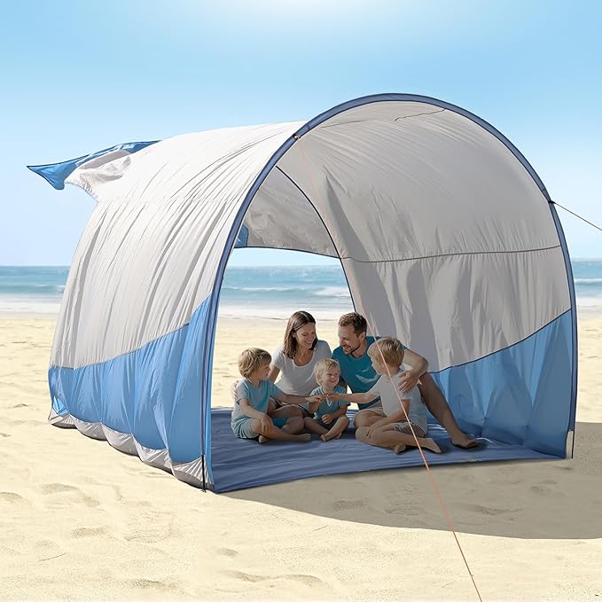 Beach Shade The Classic Wind-Supported Beach Canopy with UPF 50+ Protection 7.5ft Tall Portable &amp Easy Setup for 3-6 People