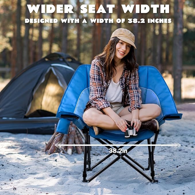 LEMBERI Oversized Heavy Duty Camping Chair for Adults500lbs Comfortable Folding Lawn ChairsLarge Outdoor Portable Chair with Cup HolderSide Pocket and Cooler Bag