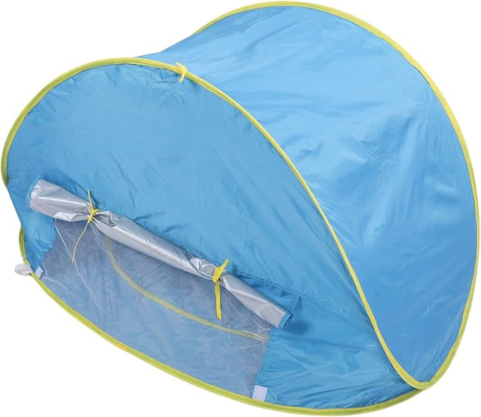 Focket Beach Tent Lightweight Portable Pop Up Sun Shelter Baby Beach Tent with Pool for Outdoor Family (Blue)