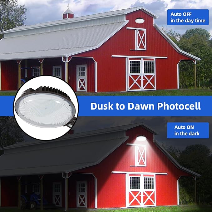 120W LED Barn LightDusk to Dawn Outdoor Lighting with Photocell and Mount arm 5000K Daylight 15600LMIP65 Waterproof Adjustable Angle Outdoor Flood Light for Yard Garage Securtity Area