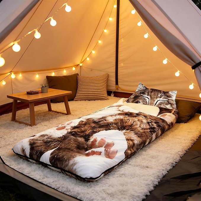 Fluffy Cat Sleeping Bag for Adults Washable Warm 68.89 Inch Cat Sleeping Bag for Human Used for Camping &amp Home Lounging Adults Cozy Sleep &amp Relaxation