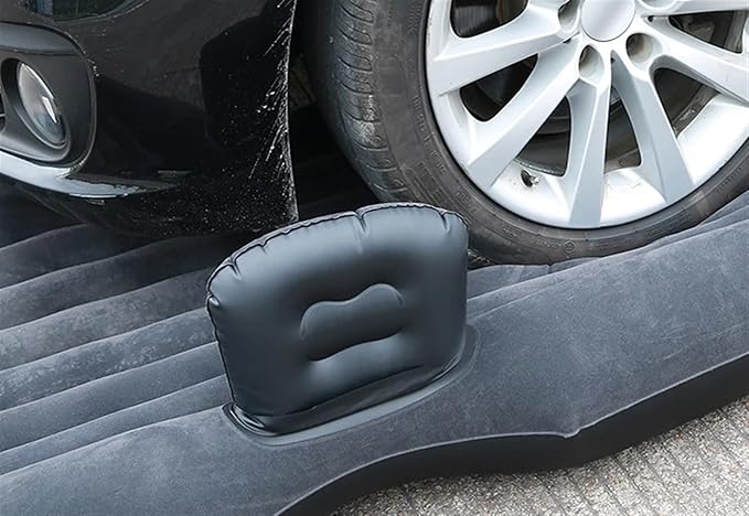 SUV Car Inflatable Bed Camping Air Bed Car Inflatable Mattress PVC Flocking Material Car Camping Sleeping Mat (Beige)