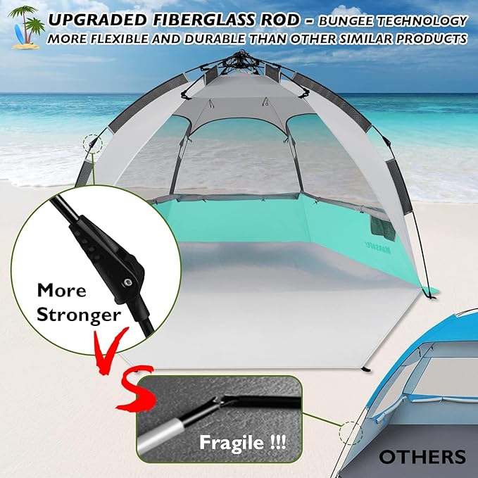 Beach Tent Pop Up Shade Instant Beach Tents Sun Shelter with UPF 50+ UV Protection Lightweight &amp Easy Setup Tent 2-6 Person