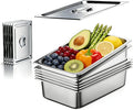 Dyna-Living 6 Pack Hotel Pans Full Size 6 Inch Deep Stainless Steel Steam Table Pan with Lids Anti Jam Stackable Commercial Food Pans for Buffet Hotel Home Restaurant Party Catering Supplies
