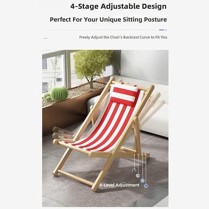 Folding Chairs Solid Wood Folding Chair for Outdoor Use Space Saving Lightweight Durable Fabric Ideal for Camping Beach Patio Garden Poolside Relaxation