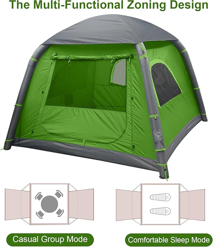 Inflatable Tents for Camping2/4 Person Easy Setup Blow Up Tents for 4 Seasons Waterproof InflatableTent for Camping Air Glamping Tents for Camping Adult