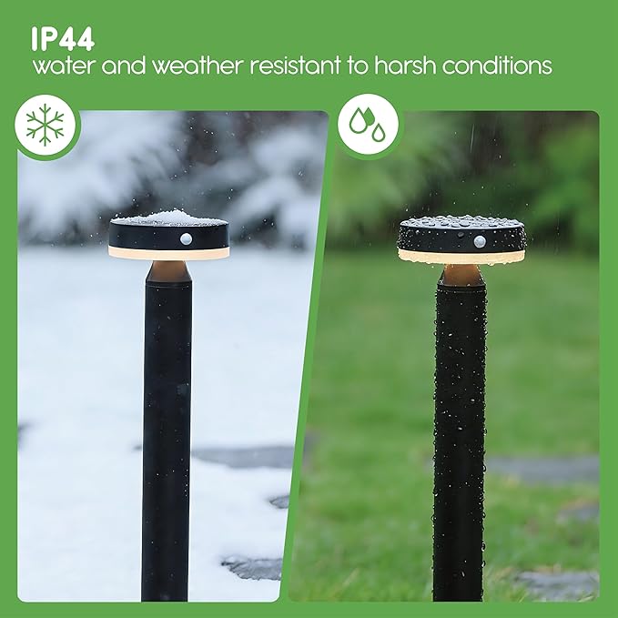 20 Solar Landscape Lights - Outdoor Solar Lights for Yard - PIR Sensor &amp Two Light Modes - 50lm &amp 400lm - Rechargeable Battery Last Up to 55 Hours - 3000K - IP44 Weather Resistant - 4 Pack