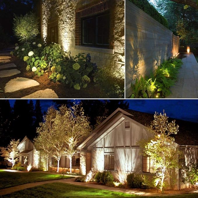 SUNTHIN Outdoor Landscape Lighting 8 Pack LED Spot Lights Kit for Garden Yard House Lawn Tree Flags Fence Use Warm White IP65 Waterproof