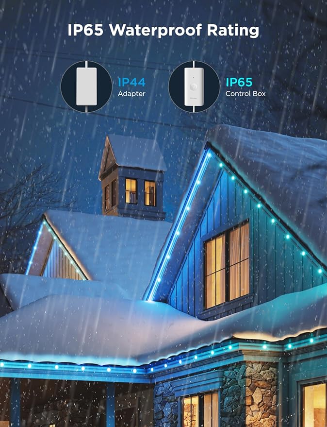 Govee Outdoor LED Strip Lights 45 RGBIC LED Lights 100FT String Lights with 65 Scene Modes Halloween Decoration Work with Alexa Google APP Control IP65 Waterproof