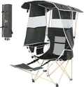 Nice C Chair with Canopy Umbrella Chairs Chair with Shades Sports Chairs w/Removable Footrest Cooler Bag Cup Holder for Camping Fishing Sports Soccer Beach (1-P Green)