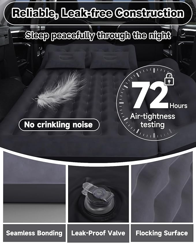 Umbrauto Inflatable Car Mattress Bed: SUV Camping Air Bed for Truck Backseat with Pump &amp Pillows Car Sleeping Airbed for Van Back Seat