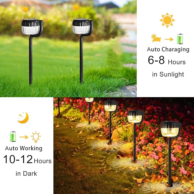 Outdoor Solar Pathway Lights IP64 Waterproof Solar Powered Landscape Spot Light 2 Pack Solar Decoration Garden Lights for YardPorchWalkwayDriveway