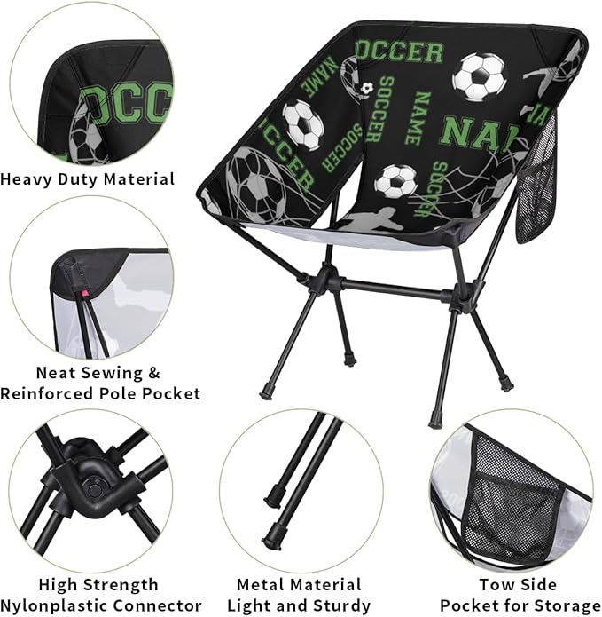 Custom Camping Chair Personalized Portable Backpacking Chair with Name Lightweight Folding Chair for Beach Hiking Soccer
