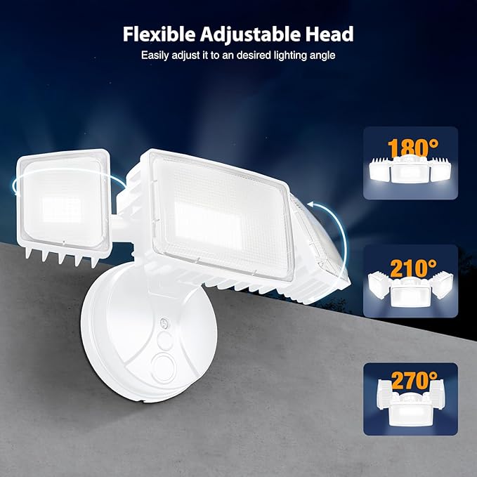 Onforu 100W 11000LM Flood Lights Outdoor Brightness Security LED Flood Lights with 3 Adjustable Heads Switch Controlled IP65 Waterproof 6500K Outside Exterior Flood Light for Yard Garage Eave Patio