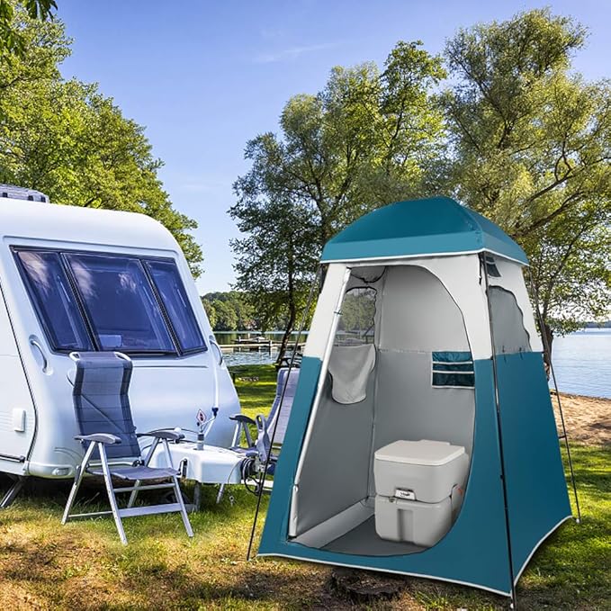 VINGLI 6.7FT Shower Tent Changing Room Tent for Portable Toilet with Mesh Floor and Carrying Bag Lightweight &amp Sturdy Perfecr for Camping Boat Dressing Outdoor or Indoor