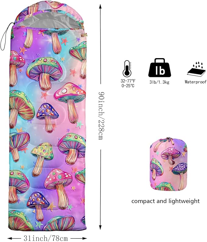 HOSIMA Kids Cute Dog Sleeping BagDifferent Pet Dogs Pattern Cold Weather Gear for CampingAnimal Themed with Christmas Tree Print Waterproof Sleeping Bags for Outdoors Hiking.