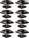 Solar Post Lights | Automatic ON/Off Waterproof Outdoor Cap Lights for 4 x 4 Wooden Post | Cool White 8-Pack (Brown)