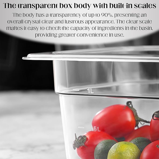 8-Pack 1/6 Size Polycarbonate Food Pans - 2.5 Deep Clear Commercial Hotel Pans for Prep Tables &amp Buffet - Shatterproof Stackable Cold Food Storage Containers (6.9 x 6.4)