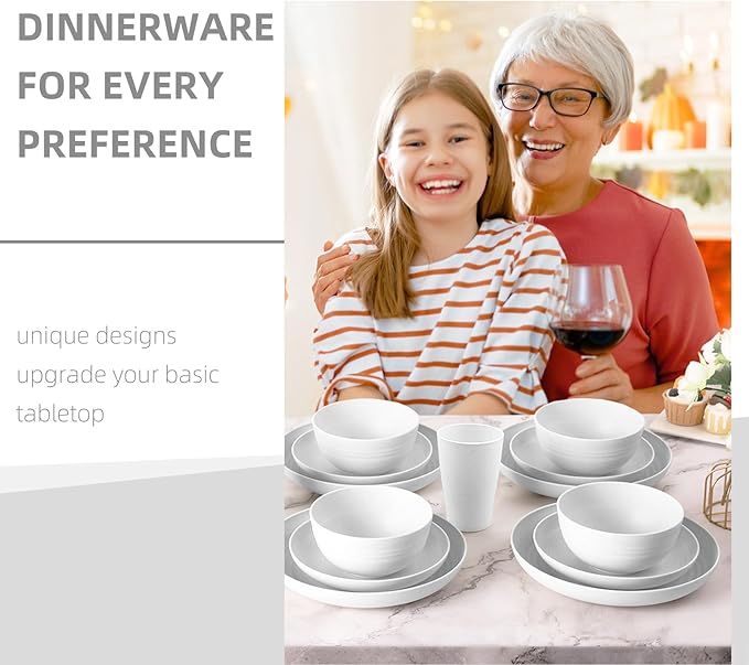 White Plate Set Dishes Set for 8 includes Dinner PlatesPasta BowlsSoup Bowls and Drinking CupsUnbreakable White Dining Dishware Sets Microwave Dishwasher Safe For Kitchen Dorm Office Outdoor32PCS