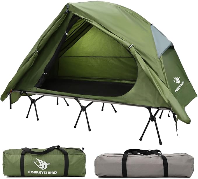 4-in-1 Camping Cot Tent Foldable Elevated Tent Set for 1 Person to Use Elevated Camping Bed Tent for Outdoor Hiking Camping