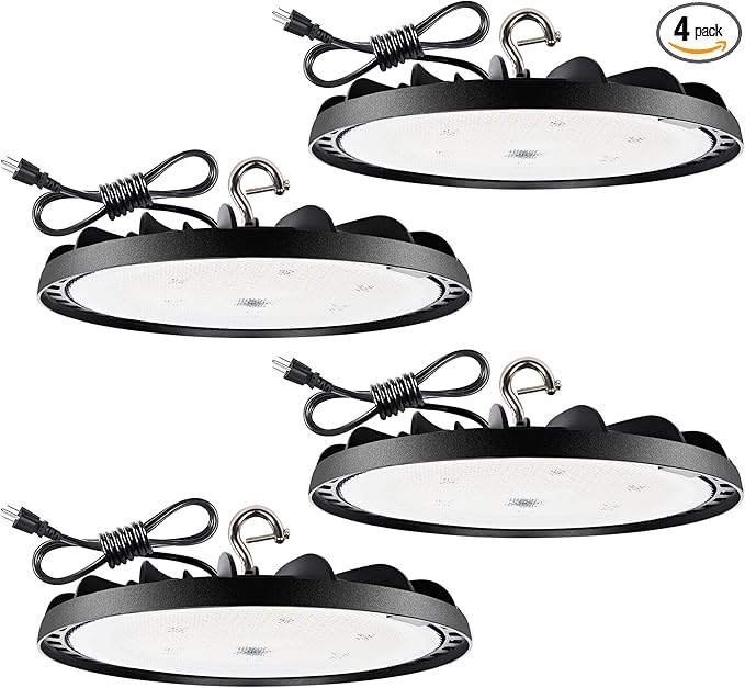 hykolity LED High Bay Light 150W 5000K 20250lm UFO LED High Bay Light Fixture [450W MH/HPS Equiv.] 100-277V IP65 Commercial Warehouse Area for Wet Location 4 Pack