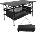 Folding Camping Table Portable Aluminum Roll-up Lightweight Picnic Table with Large Storage Basket and Carrying Bag for Camping Picnic BBQ Beach Party Backyard