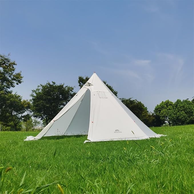 Tipi Hot Tent with Fire Retardant Stove Jack for Flue Pipes 3~4 Person Lightweight Teepee Tents with Snow Skirt for Family Team Outdoor Backpacking Camping Hiking