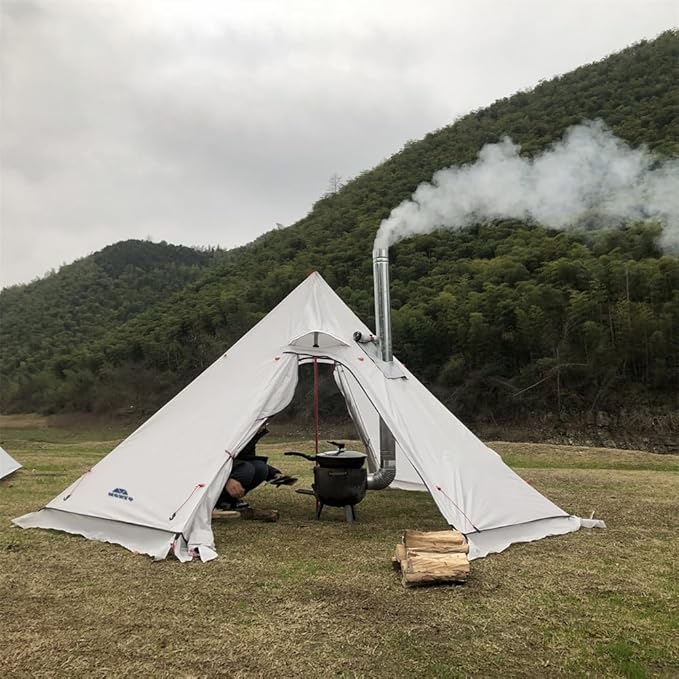 Tipi Hot Tent with Fire Retardant Stove Jack for Flue Pipes 2~3 Person Lightweight Teepee Tents for Family Team Outdoor Backpacking Camping Hiking