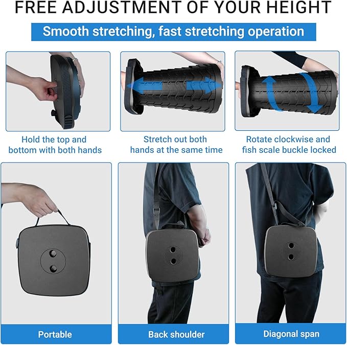 Upgraded Square Folding Stool Max Load Capacity 485lbs Portable Collapsible Seat Telescoping Foldable Stool for CampingFishingHikingTravel