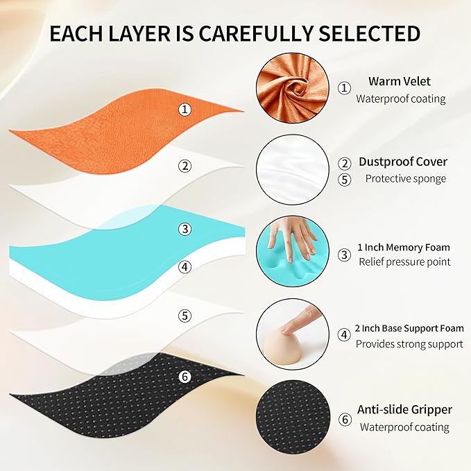 3 Inch Memory Foam Camping Mattress Pad Dual Layer Thick Sleeping Camp Mat for Sleepover Car Tent Portable Roll Up Mattress for Adults with Travel Bag